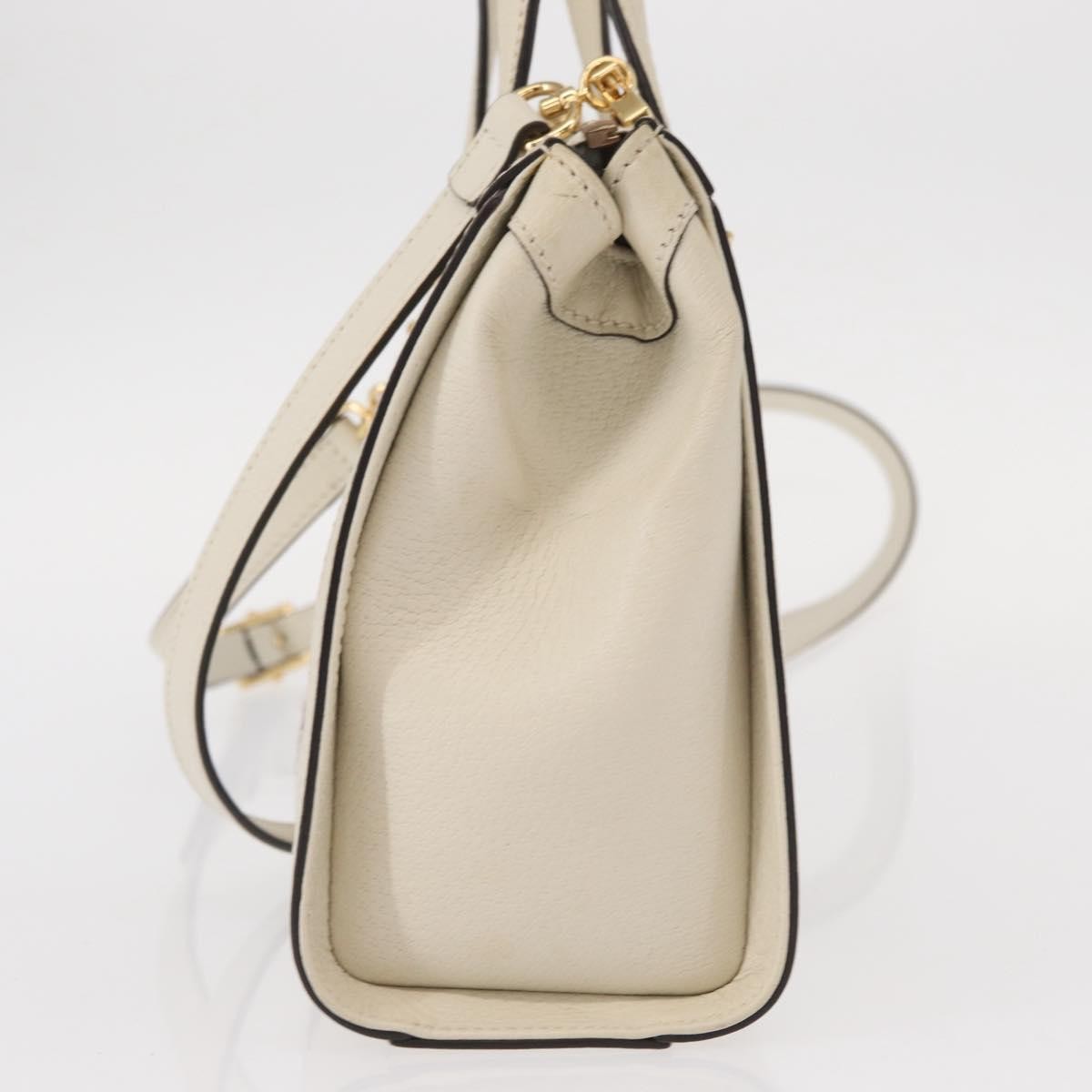 Gucci Ophidia Top Handle Tote Leather White Leather Handbag (Pre-Owned)
