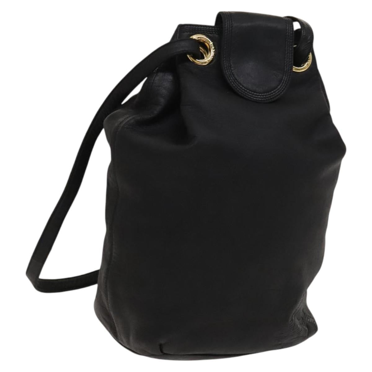 Loewe Anagram Shoulder Bag Leather Black Leather Shoulder Bag Bag (Pre-Owned)