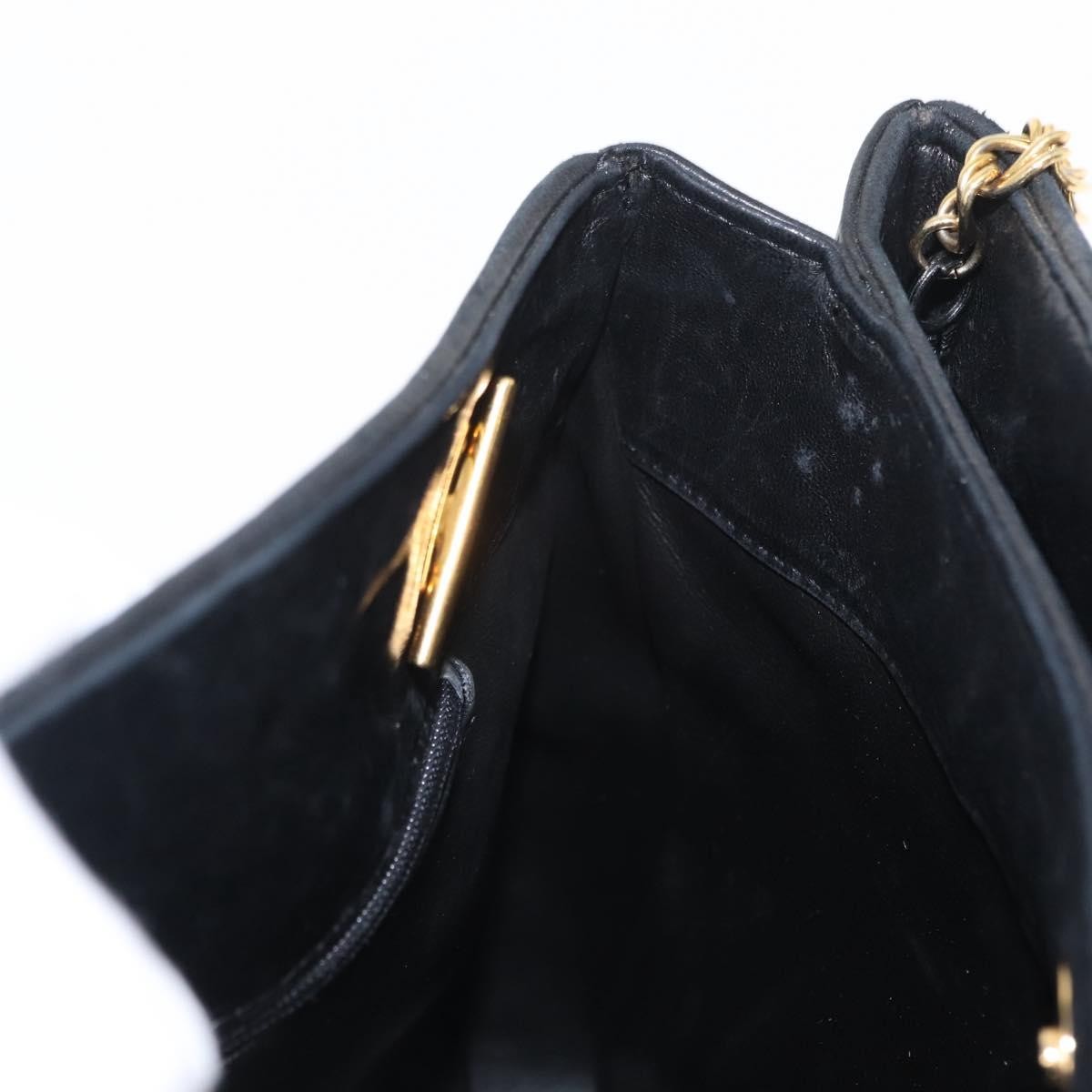 Bally Vintage Chain Shoulder Bag Quilted Leather Black Leather Shoulder Bag Bag (Pre-Owned)