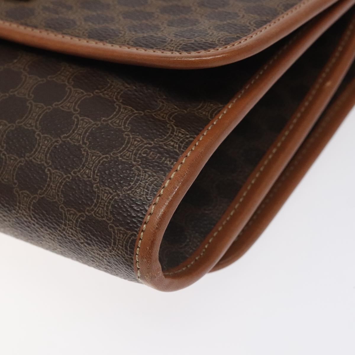 Celine Vintage Macadam Shoulder Bag Canvas And Leather Brown Canvas Shoulder Bag Bag (Pre-Owned)