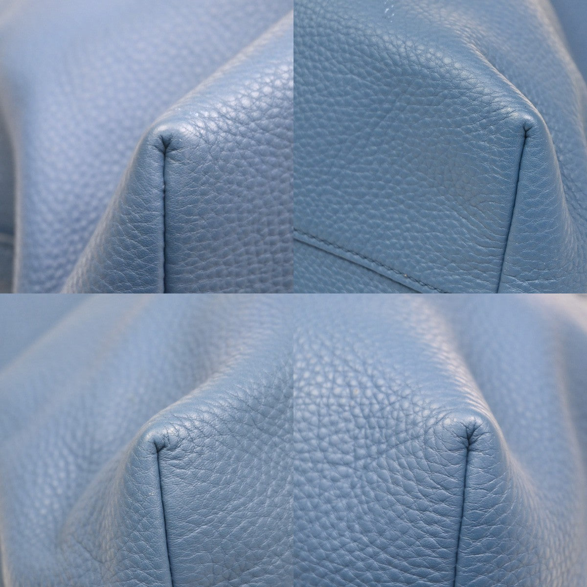 Prada Convertible Shopper Tote Vitello Daino Blue Leather Tote Bag Bag (Pre-Owned)