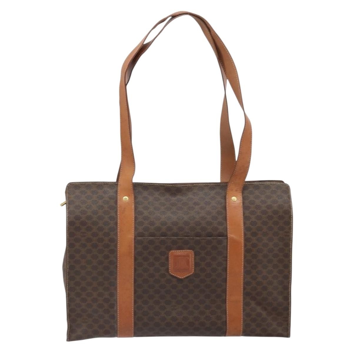 Celine Vintage Macadam Handbag Canvas And Leather Brown Canvas Tote Bag Bag (Pre-Owned)