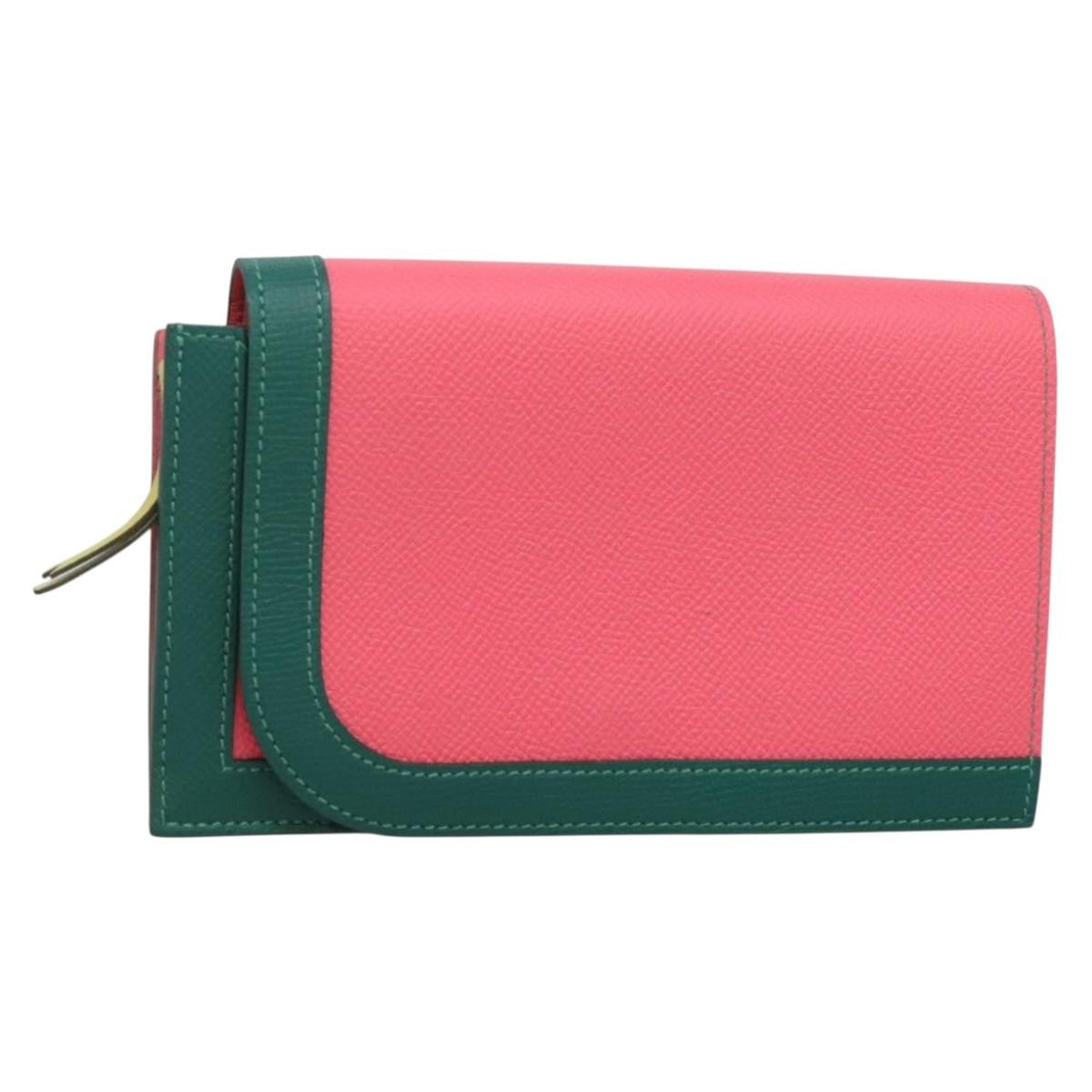 Hermes Camail Wallet Epsom Pink Leather Wallets Accessory (Pre-Owned)