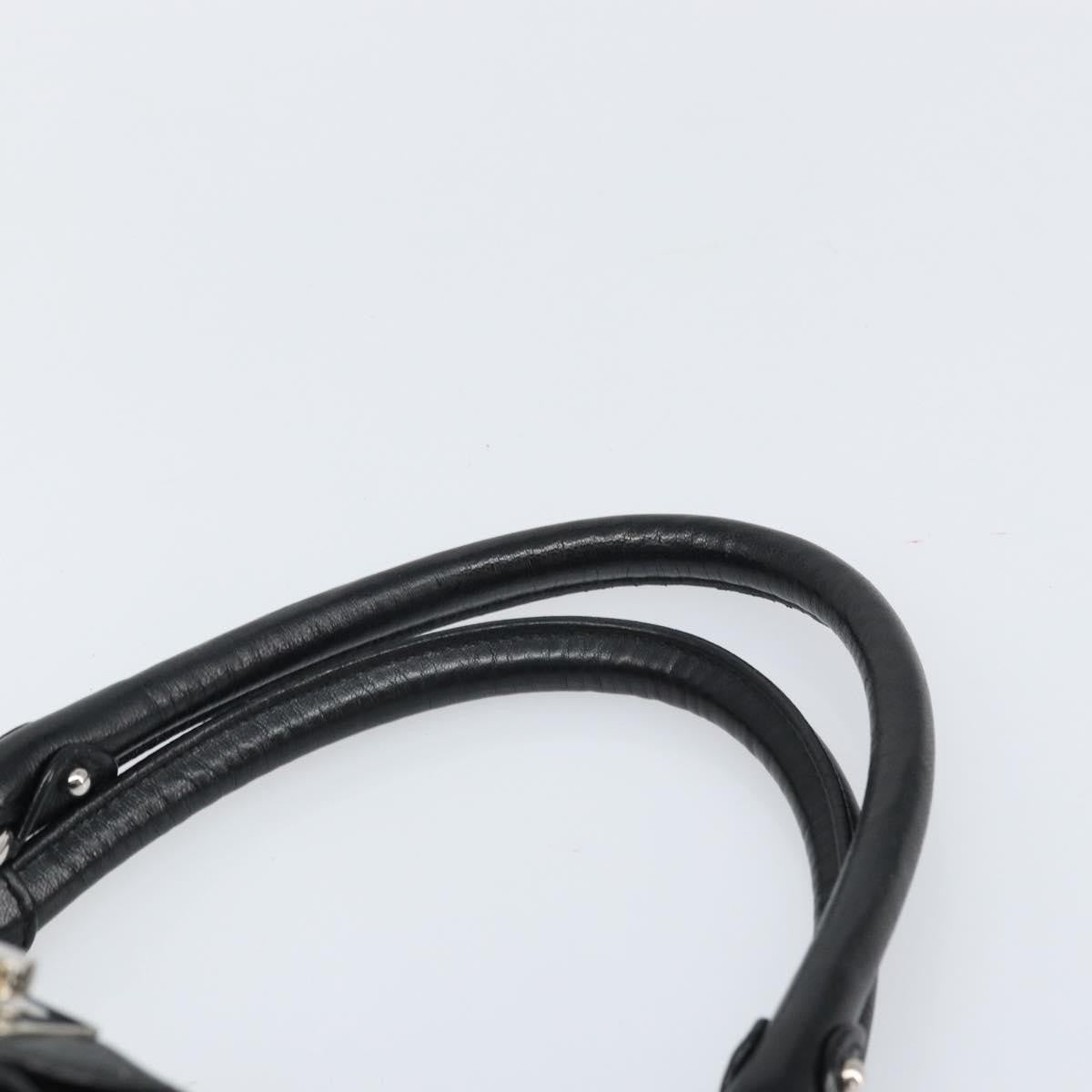 Salvatore Ferragamo Gancini Handbag Leather Black Leather Handbag (Pre-Owned)