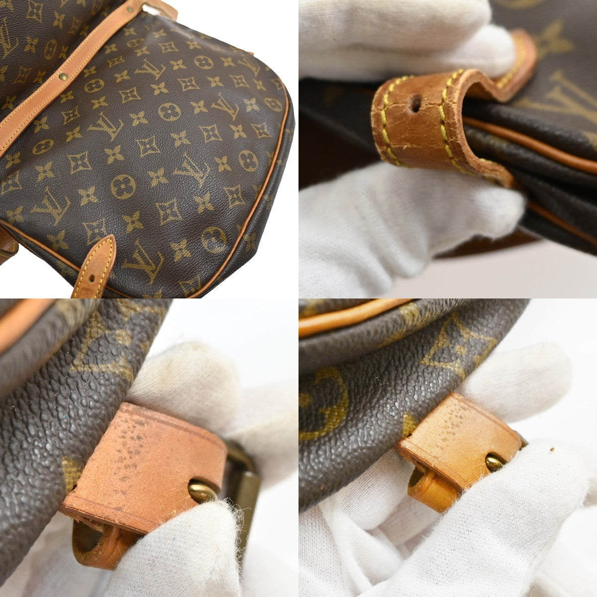 Louis Vuitton Saumur Handbag Monogram Canvas Brown Canvas Shoulder Bag Bag (Pre-Owned)