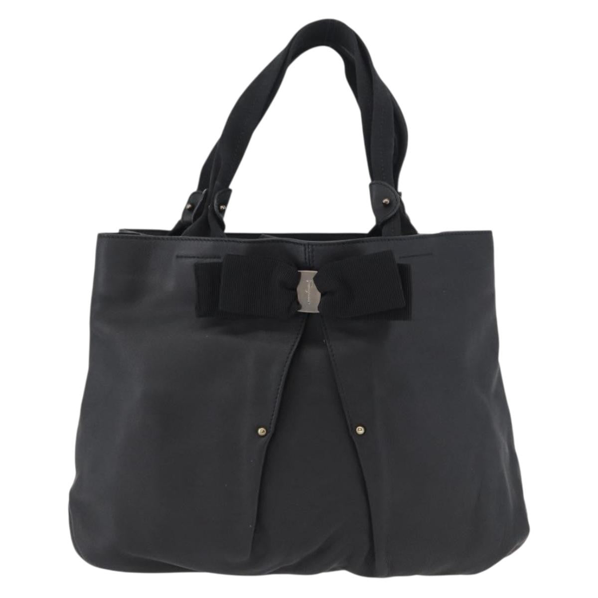 Salvatore Ferragamo Vala Tote Leather Black Leather Tote Bag Bag (Pre-Owned)