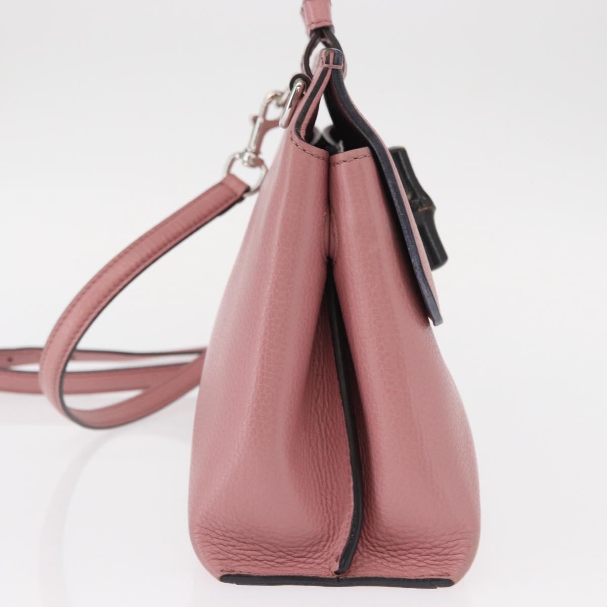 Gucci Bamboo Daily Top Handle Bag Leather Pink Leather Handbag (Pre-Owned)