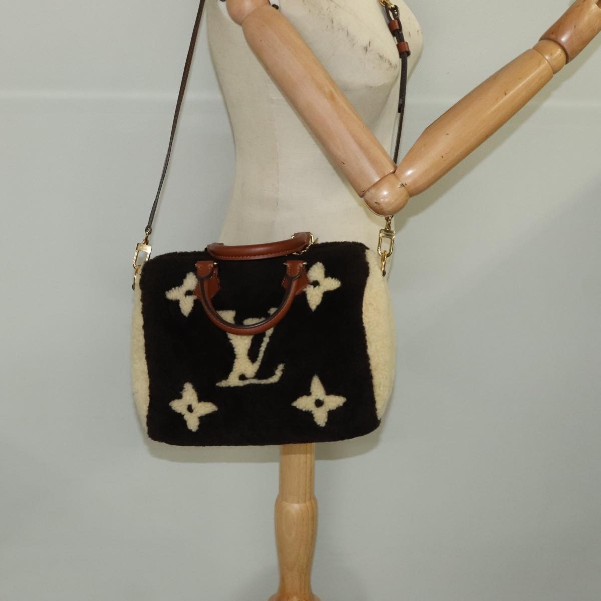 Louis Vuitton Speedy Bandouliere Bag Monogram Giant Teddy Fleece Brown Fur Shoulder Bag Bag (Pre-Owned)
