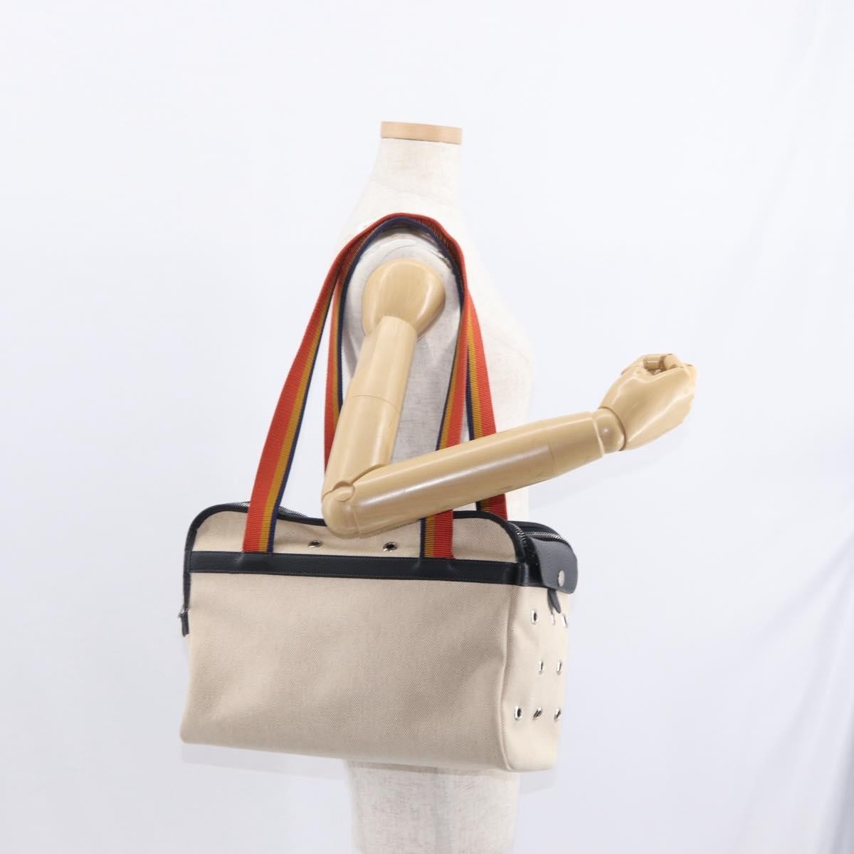 Hermes Sac De Transport Pour Chiens Pet Dog Carrier Toile With Leather Beige Canvas Shoulder Bag Bag (Pre-Owned)