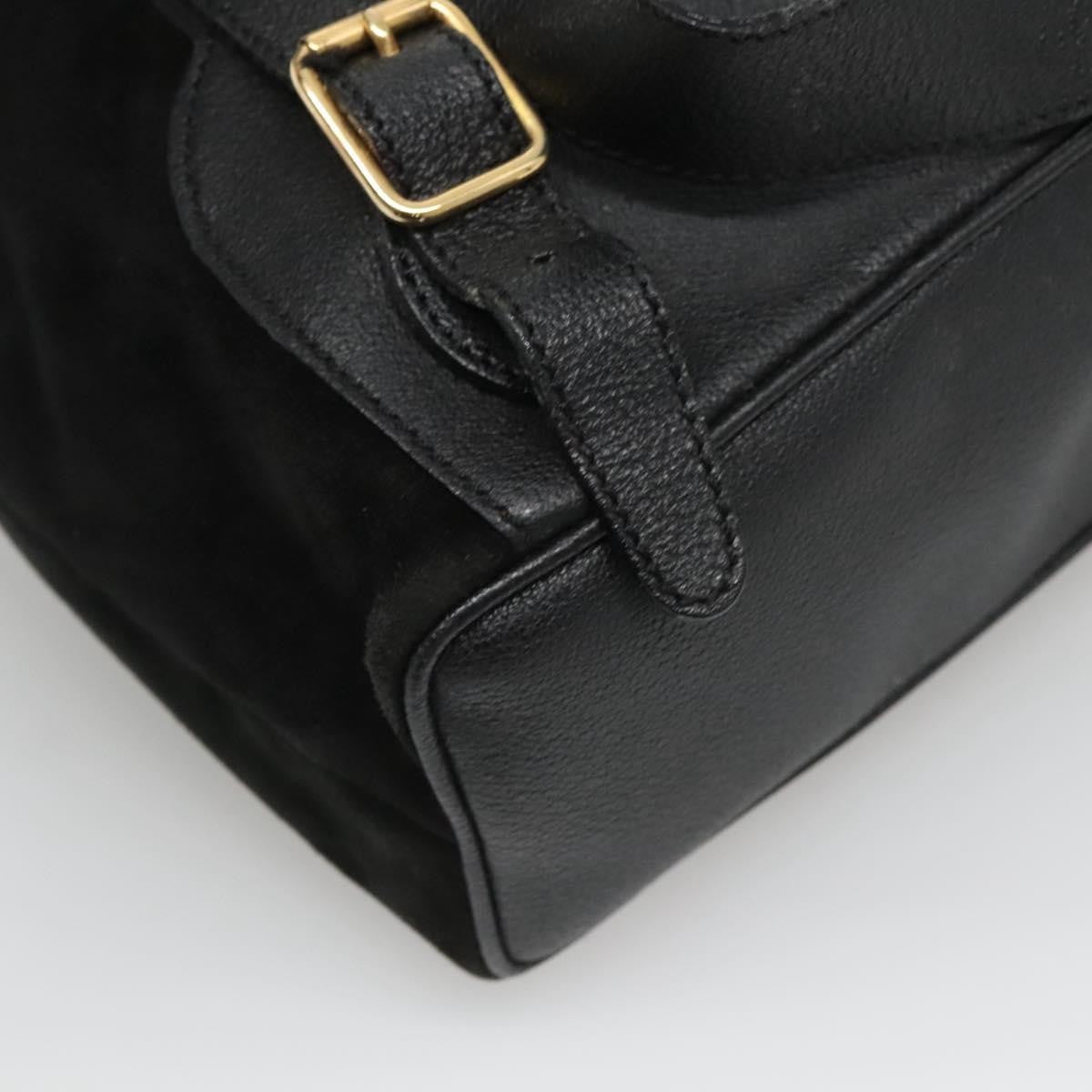 Gucci Vintage Bamboo Backpack Suede And Leather Black Suede Backpack Bag (Pre-Owned)