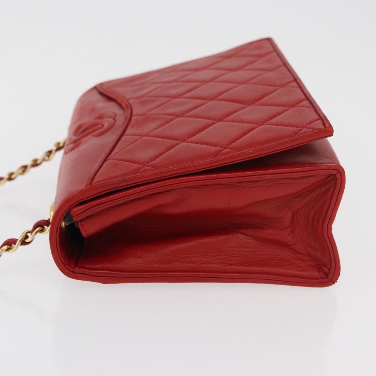 Chanel Vintage Cc Chain Full Flap Bag Quilted Leather Red Leather Shoulder Bag Bag (Pre-Owned)