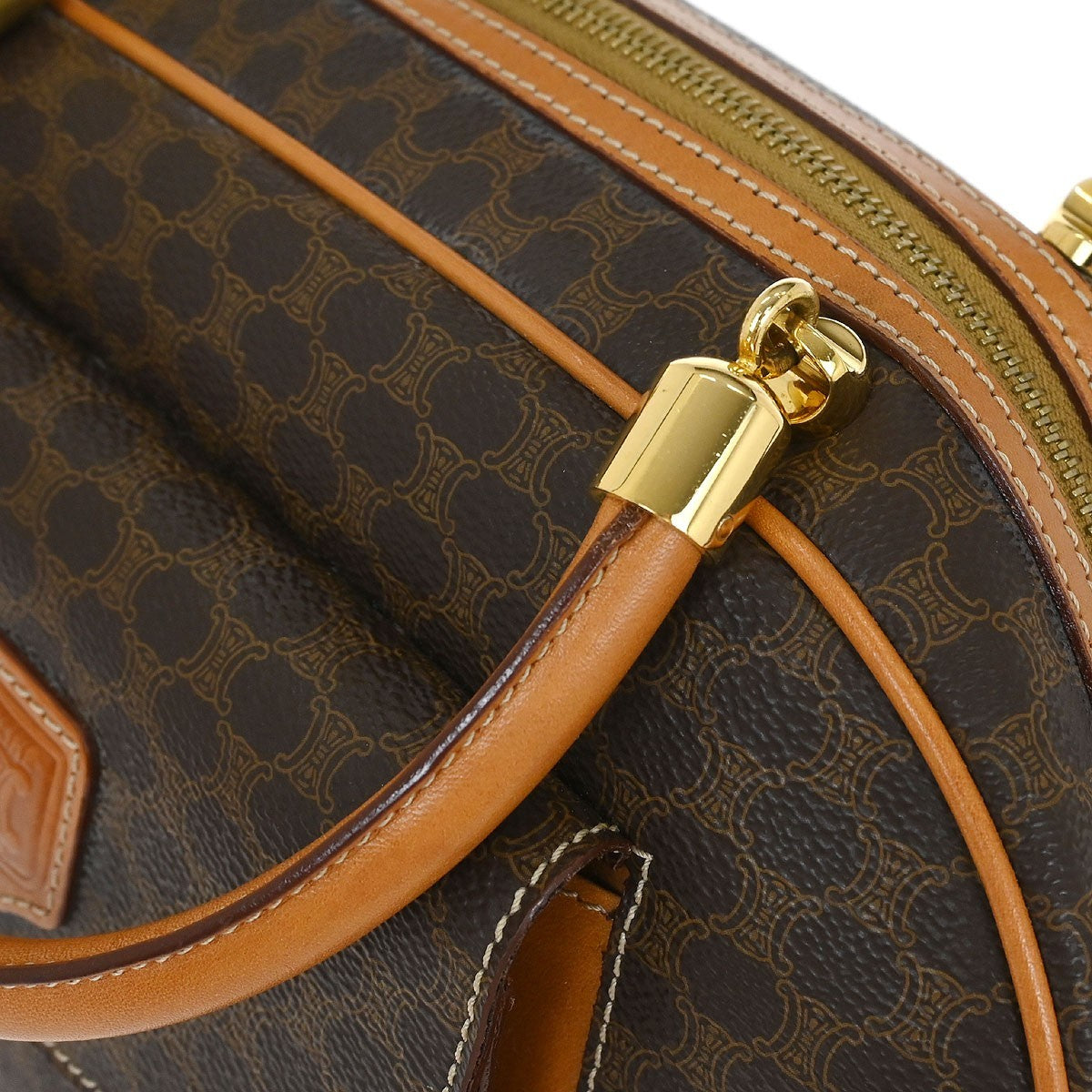 Celine C Macadam Handbag Canvas Brown Canvas Handbag (Pre-Owned)