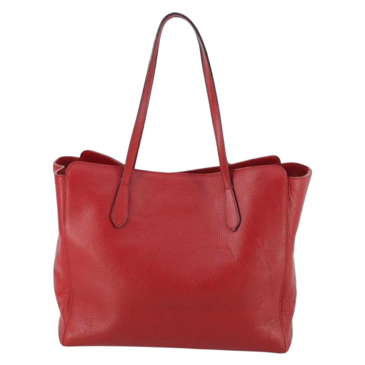 Gucci Swing Tote Leather Red Leather Bag (Pre-Owned)