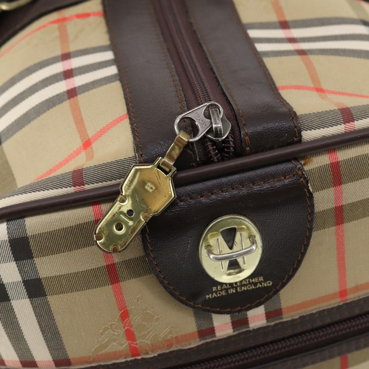 Burberry Vintage Duffle Bag Haymarket Canvas Beige Canvas Travel Bag Bag (Pre-Owned)