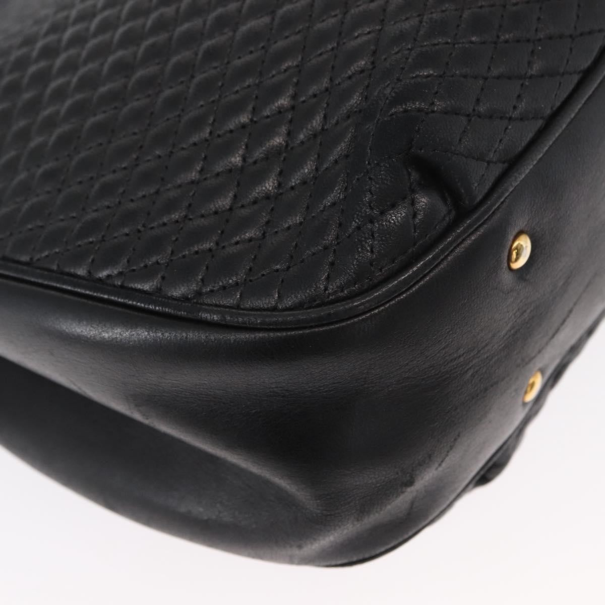 Bally Vintage Chain Shoulder Bag Quilted Leather Black Leather Shoulder Bag Bag (Pre-Owned)