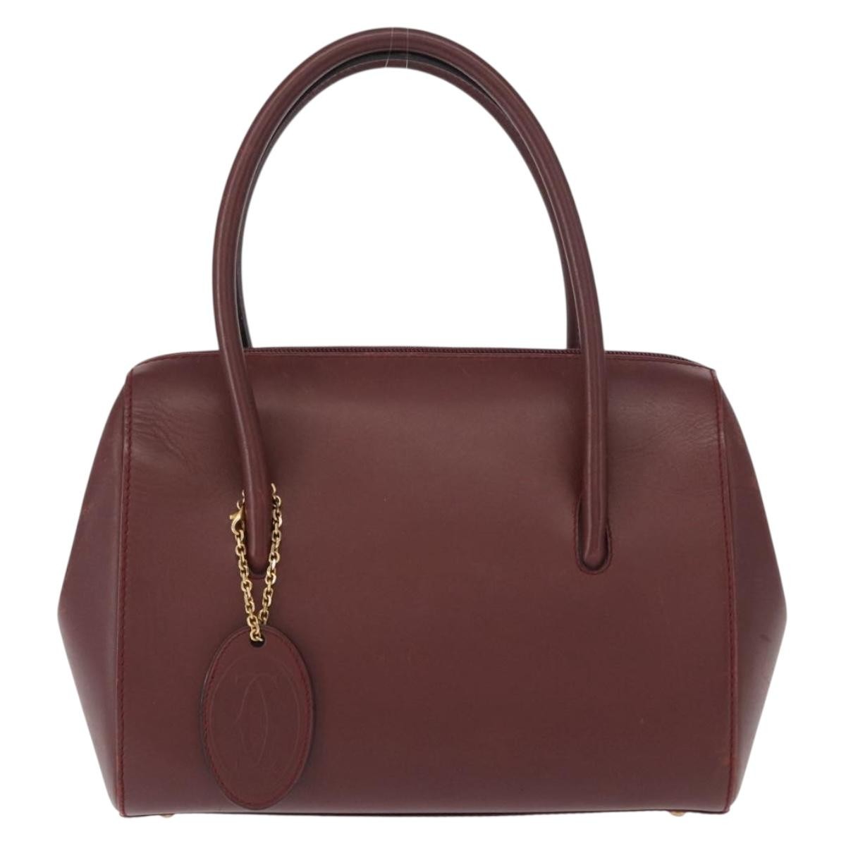 Cartier Must De Cartier Leather Burgundy Leather Handbag (Pre-Owned)