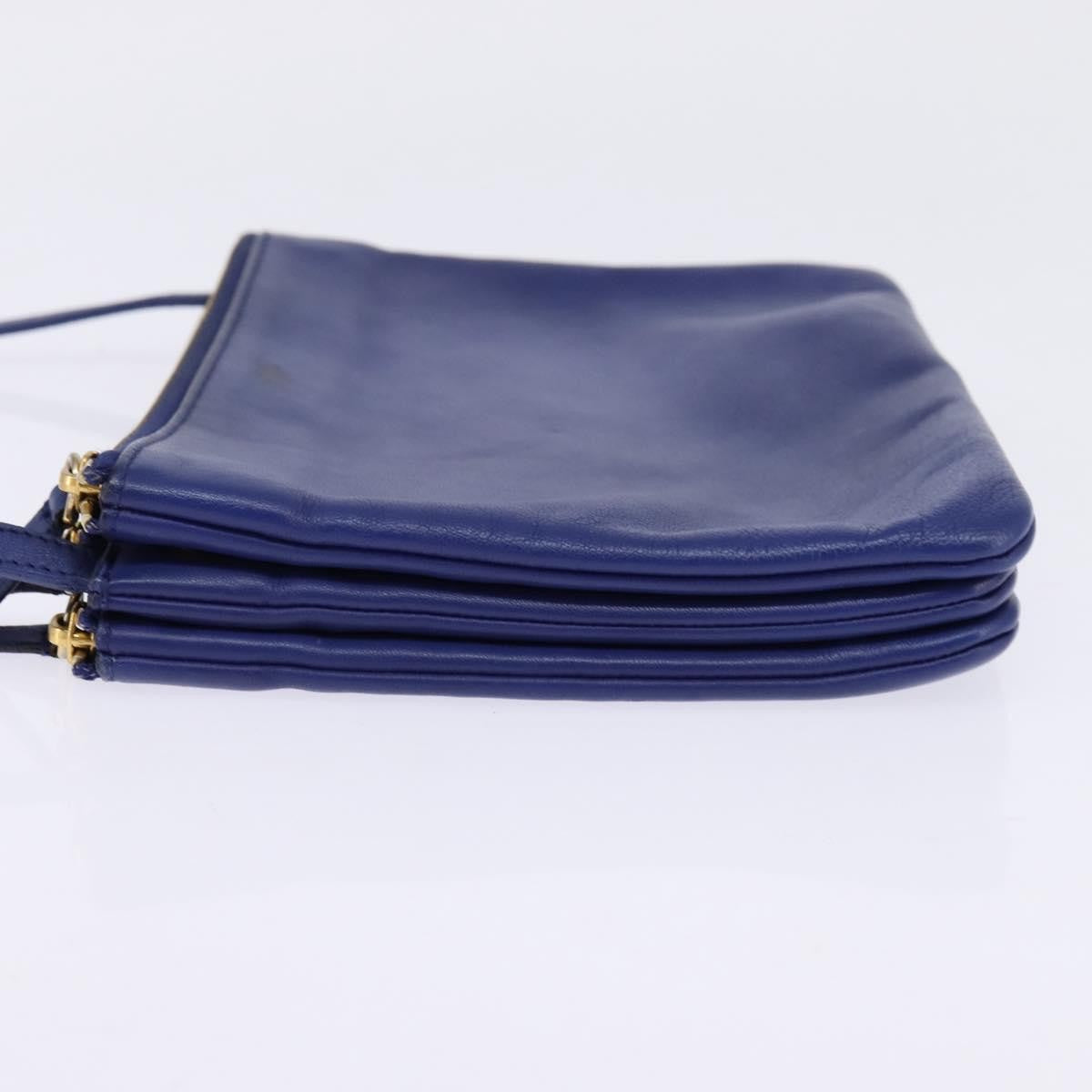 Celine Trio Crossbody Bag Leather Blue Leather Crossbody Bag Bag (Pre-Owned)