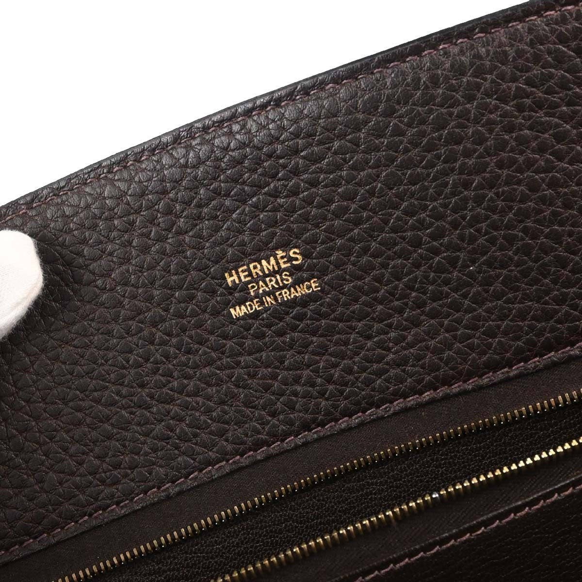 Hermes White Bus Bag Leather Brown Leather Handbag (Pre-Owned)