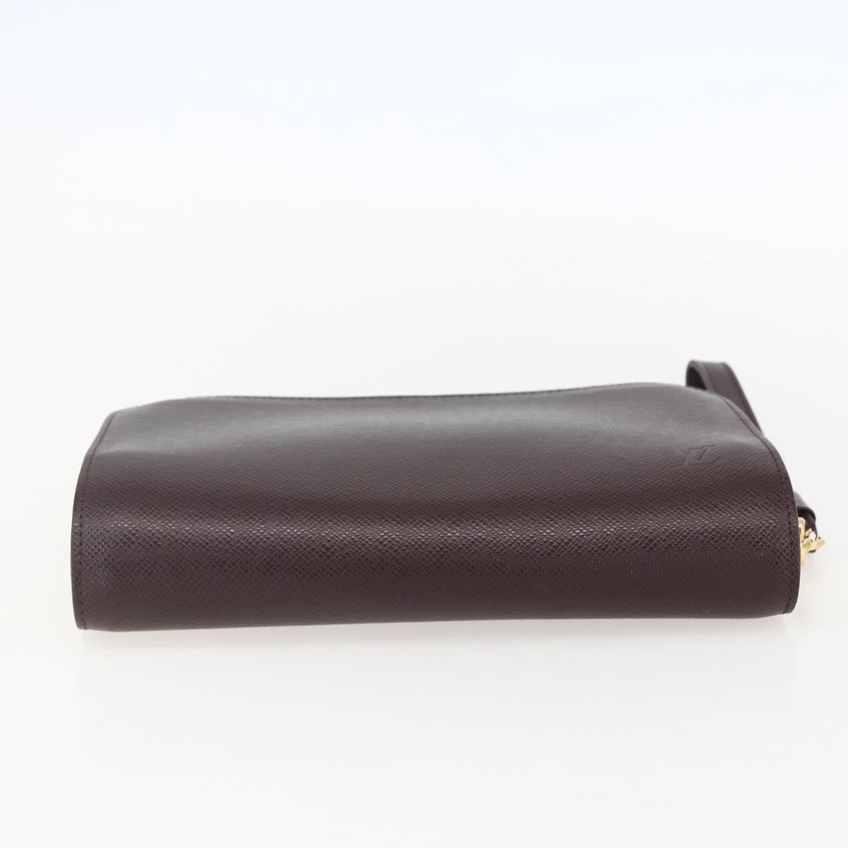Louis Vuitton Pochette Baikal Clutch Taiga Leather Brown Leather Clutche & Pouche Bag (Pre-Owned)