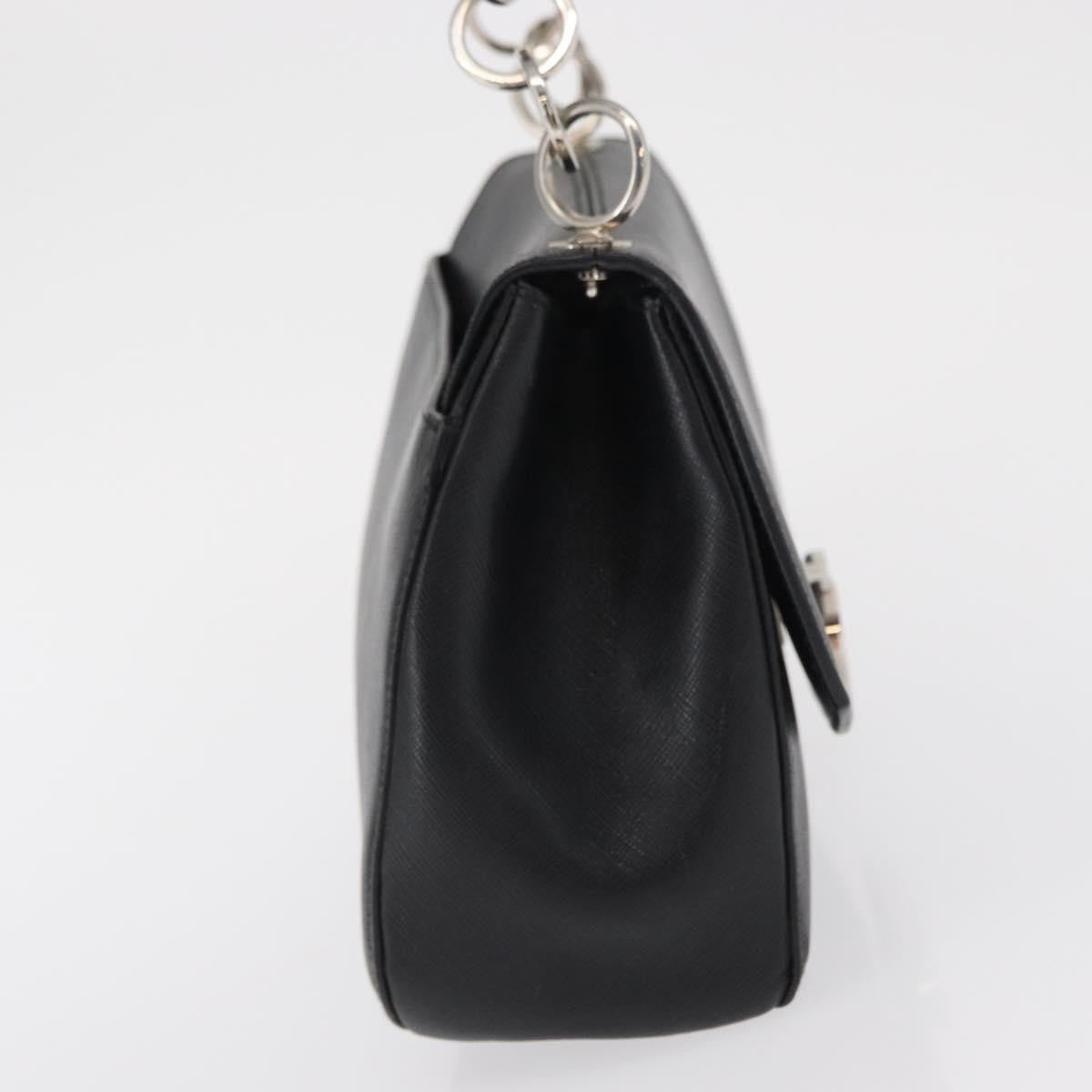Salvatore Ferragamo Gancini Shoulder Bag Leather Black Leather Shoulder Bag Bag (Pre-Owned)