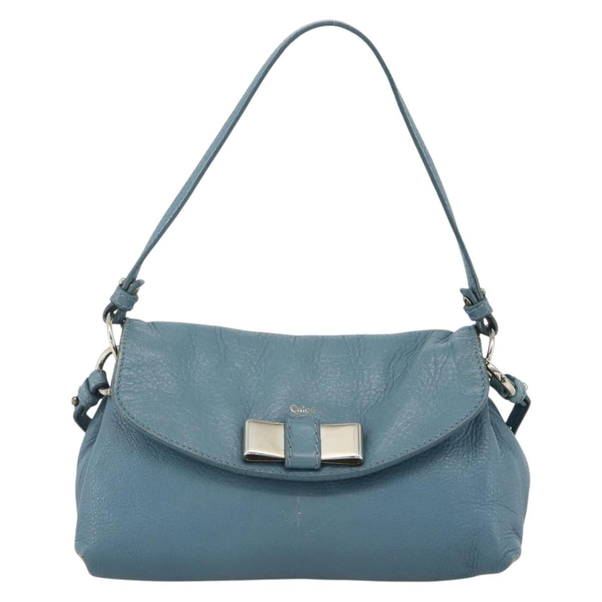 Chloe Lily Handbag Leather Blue Leather Handbag (Pre-Owned)