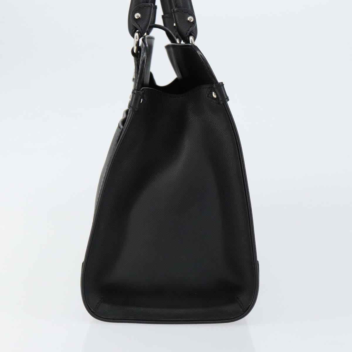 Salvatore Ferragamo Gancini Handbag Leather Black Leather Handbag (Pre-Owned)