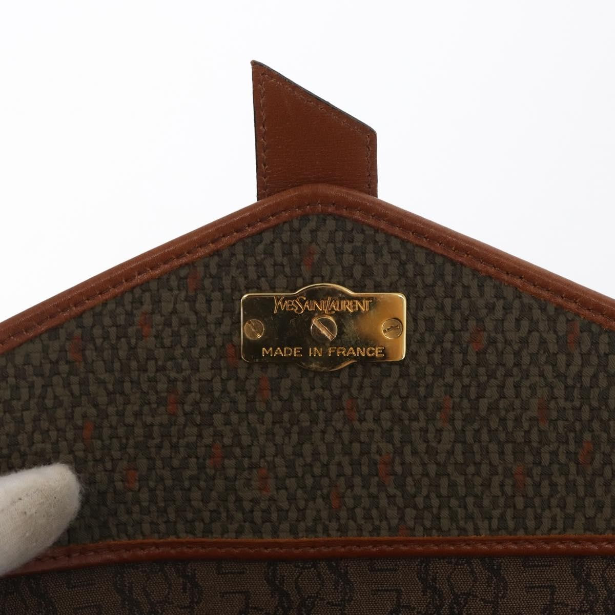 Saint Laurent Vintage Shoulder Bag Canvas Khaki Canvas Shoulder Bag Bag (Pre-Owned)