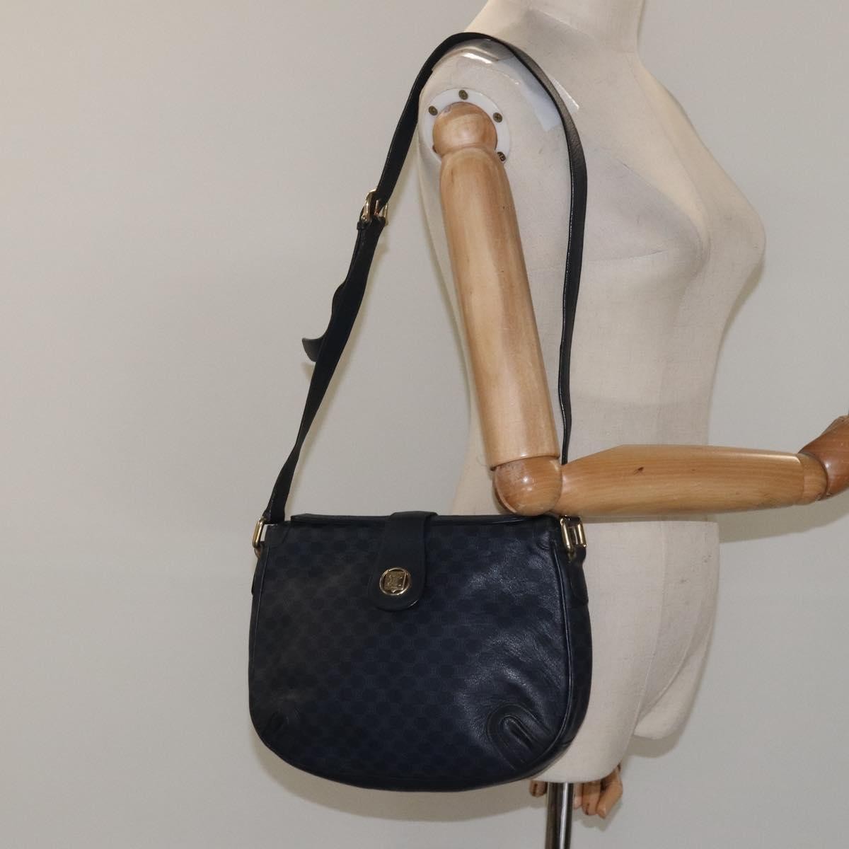 Celine Vintage Macadam Shoulder Bag Canvas Navy Canvas Shoulder Bag Bag (Pre-Owned)
