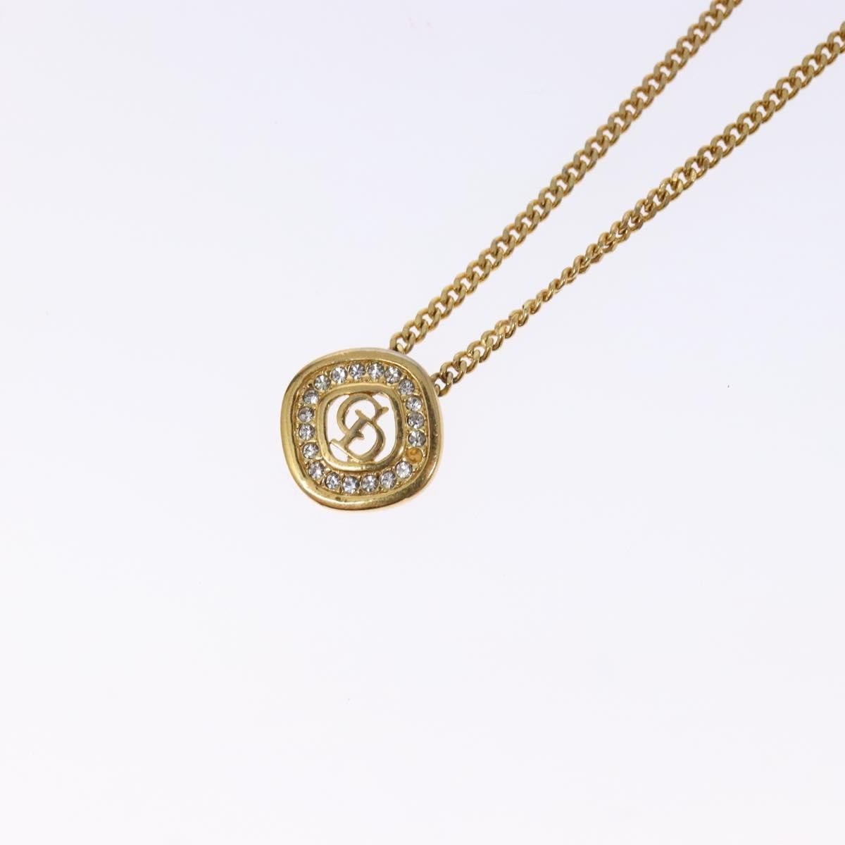 Christian Dior Cd Round Pendant Necklace Metal And Crystals Gold Metal Jewelry (Pre-Owned)