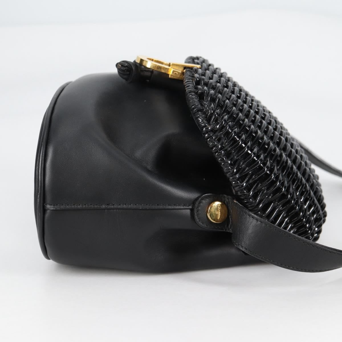 Salvatore Ferragamo Gancini Shoulder Bag Leather Black Leather Shoulder Bag Bag (Pre-Owned)