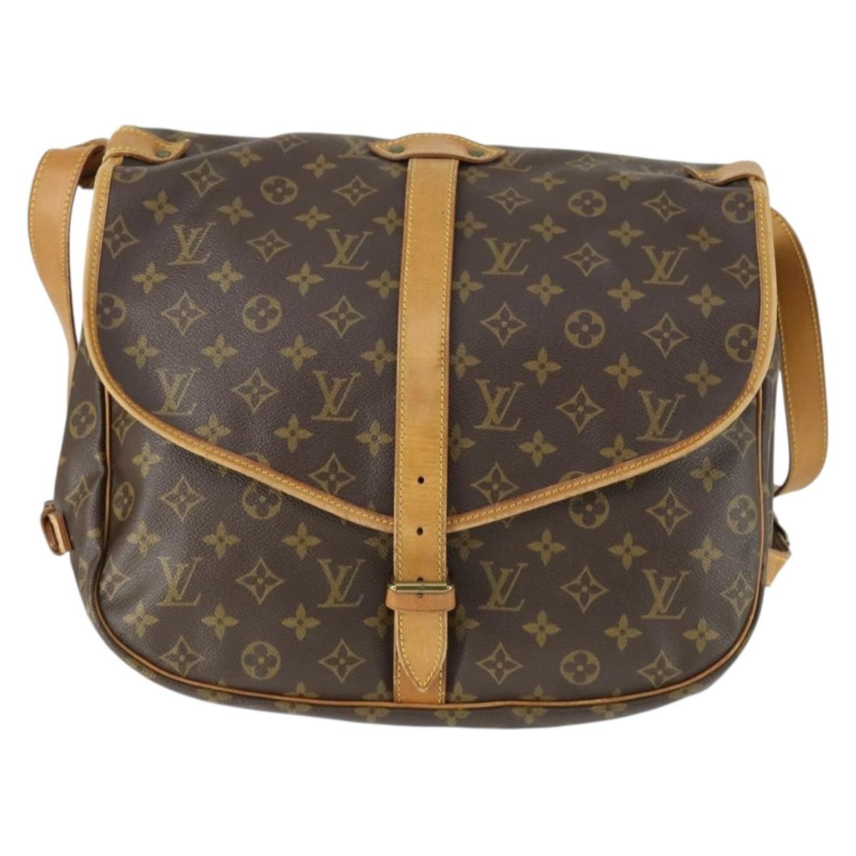 Louis Vuitton Saumur Handbag Monogram Canvas Brown Canvas Shoulder Bag Bag (Pre-Owned)