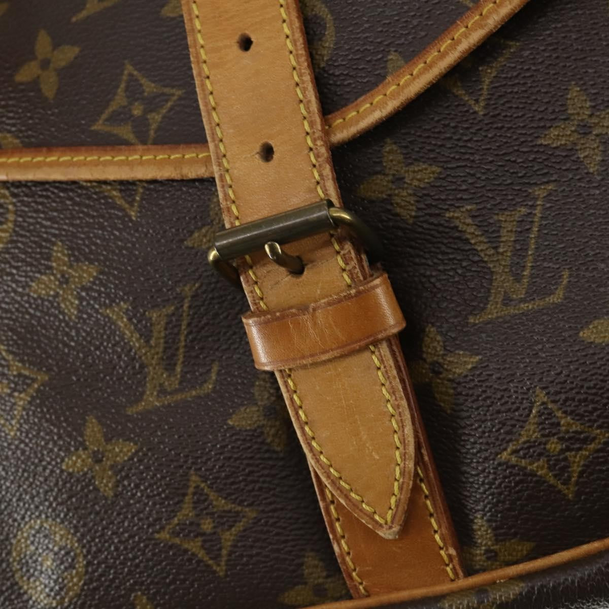 Louis Vuitton Saumur Handbag Monogram Canvas Brown Canvas Shoulder Bag Bag (Pre-Owned)