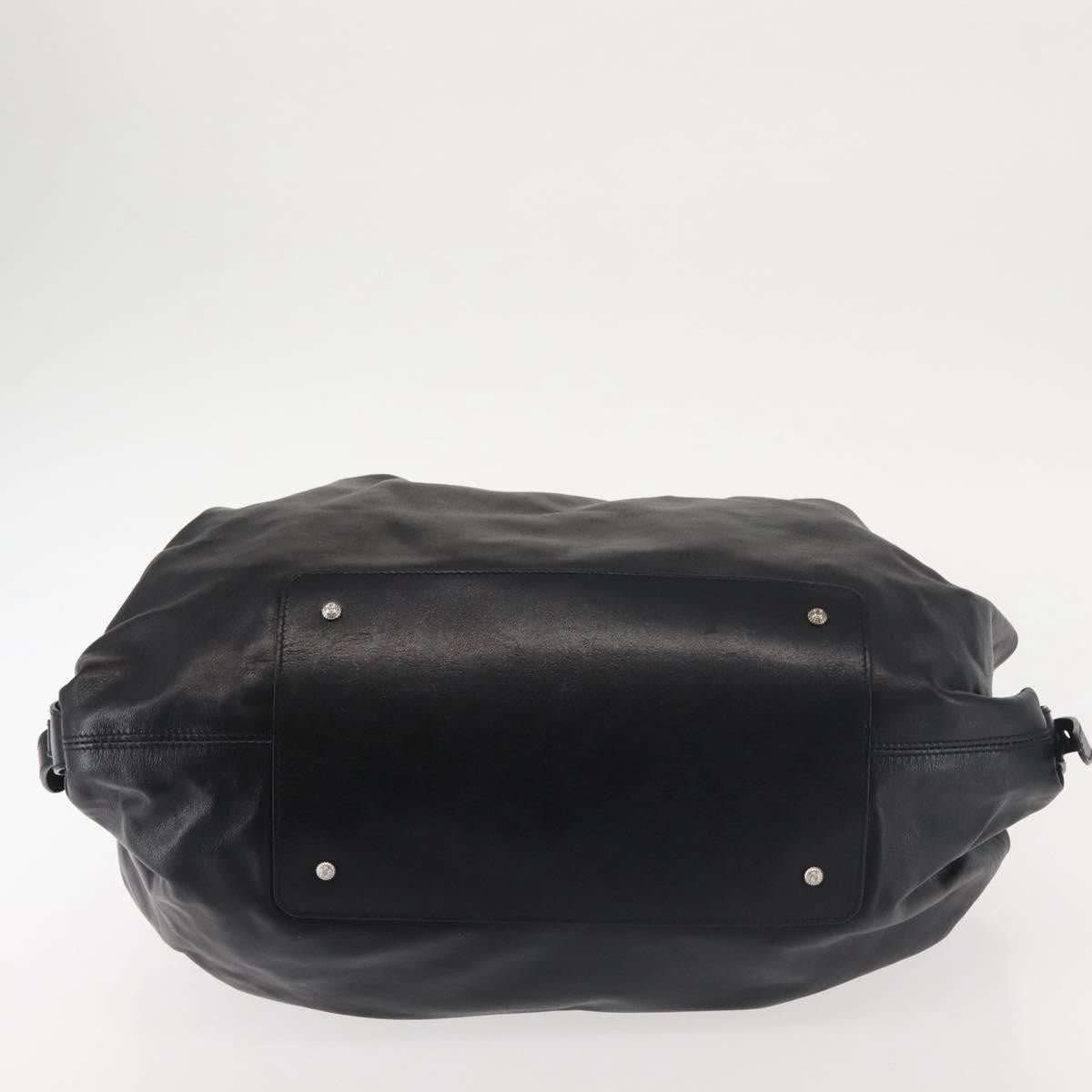 Salvatore Ferragamo Gancini Tote Leather Black Leather Tote Bag Bag (Pre-Owned)