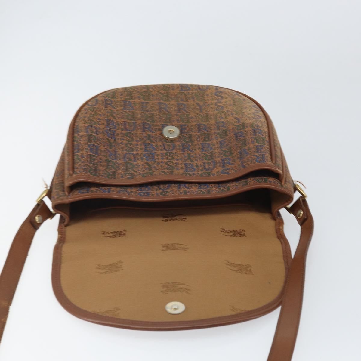 Burberry Flap Shoulder Bag Canvas Brown Canvas Shoulder Bag Bag (Pre-Owned)
