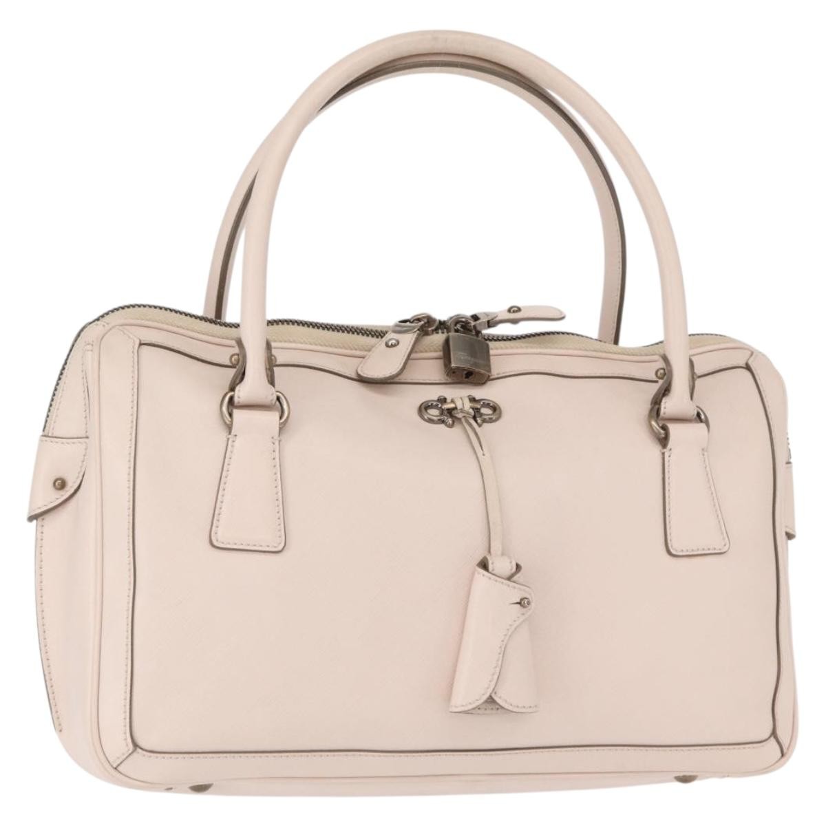Salvatore Ferragamo Gancini Handbag Leather Pink Leather Handbag (Pre-Owned)