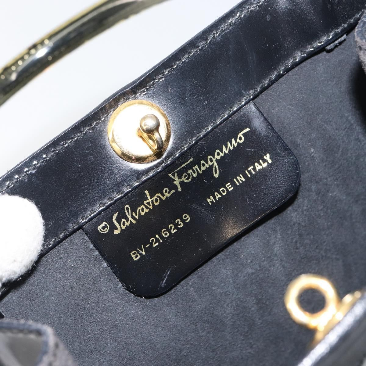 Salvatore Ferragamo Vintage Handbag Patent Leather Black Patent_Leather Handbag (Pre-Owned)