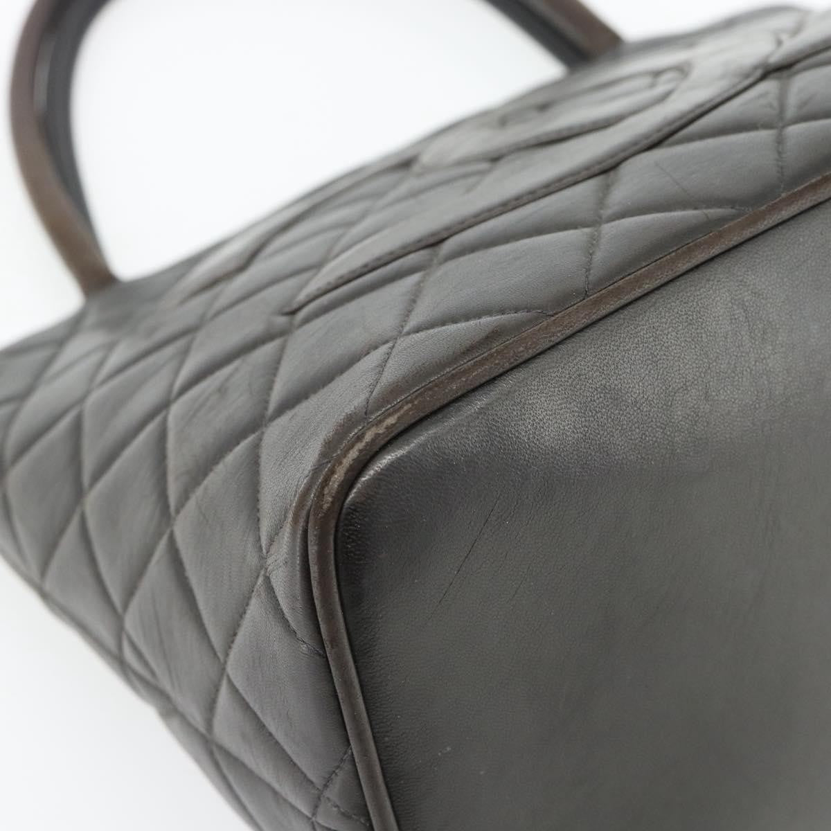 Chanel Matelassé Lambskin Leather Black Leather Tote Bag Bag (Pre-Owned)