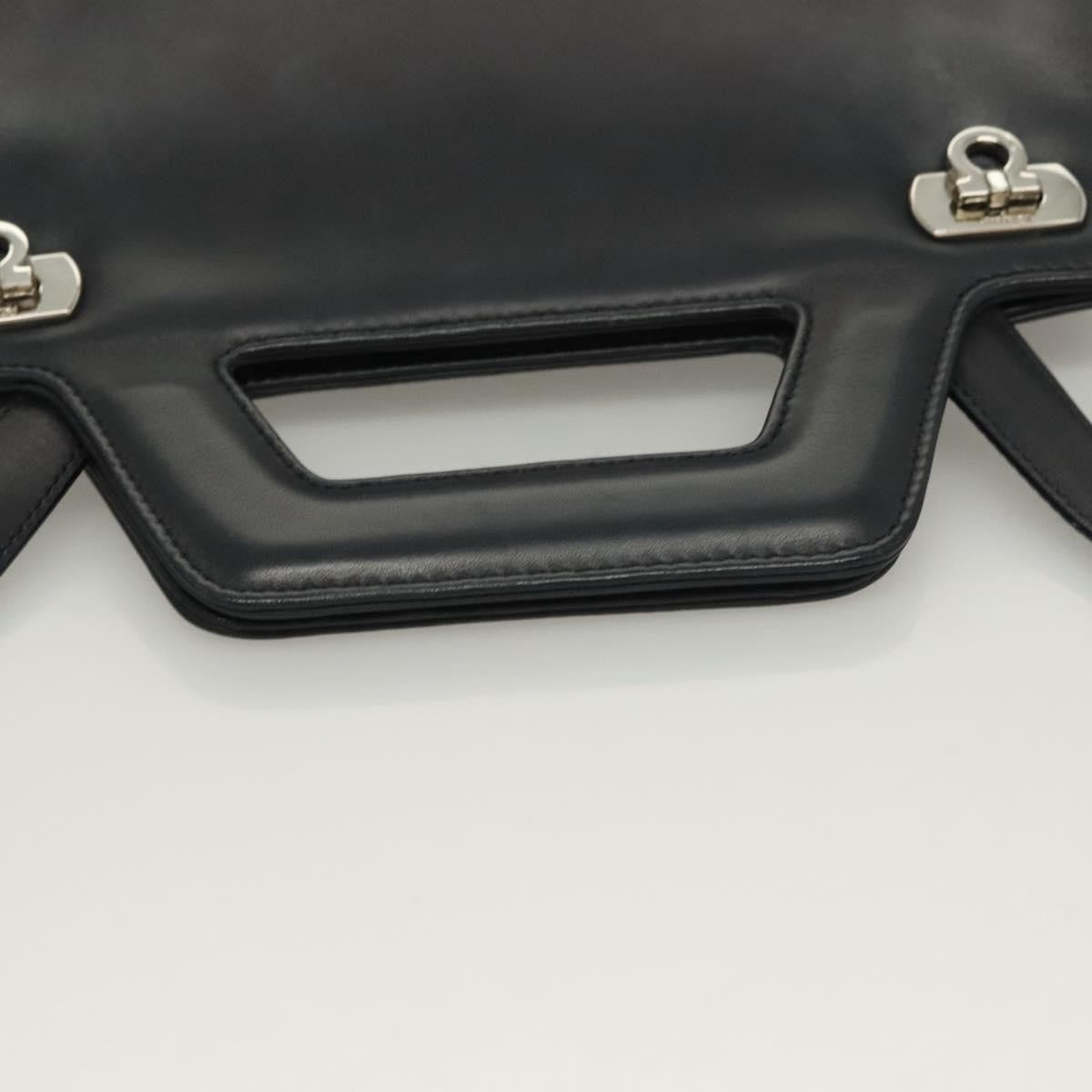 Salvatore Ferragamo Soft W Tote Leather Black Leather Tote Bag Bag (Pre-Owned)