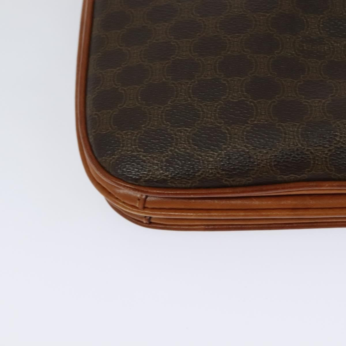 Celine Vintage Macadam Shoulder Bag Canvas And Leather Brown Canvas Shoulder Bag Bag (Pre-Owned)
