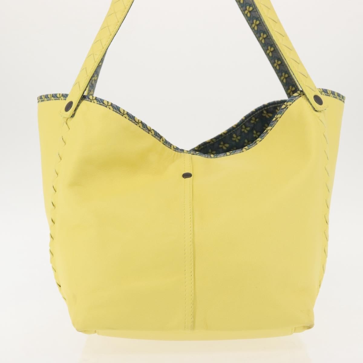 Bottega Veneta A-Shape Tote Leather With Intrecciato Detail Yellow Leather Shoulder Bag Bag (Pre-Owned)