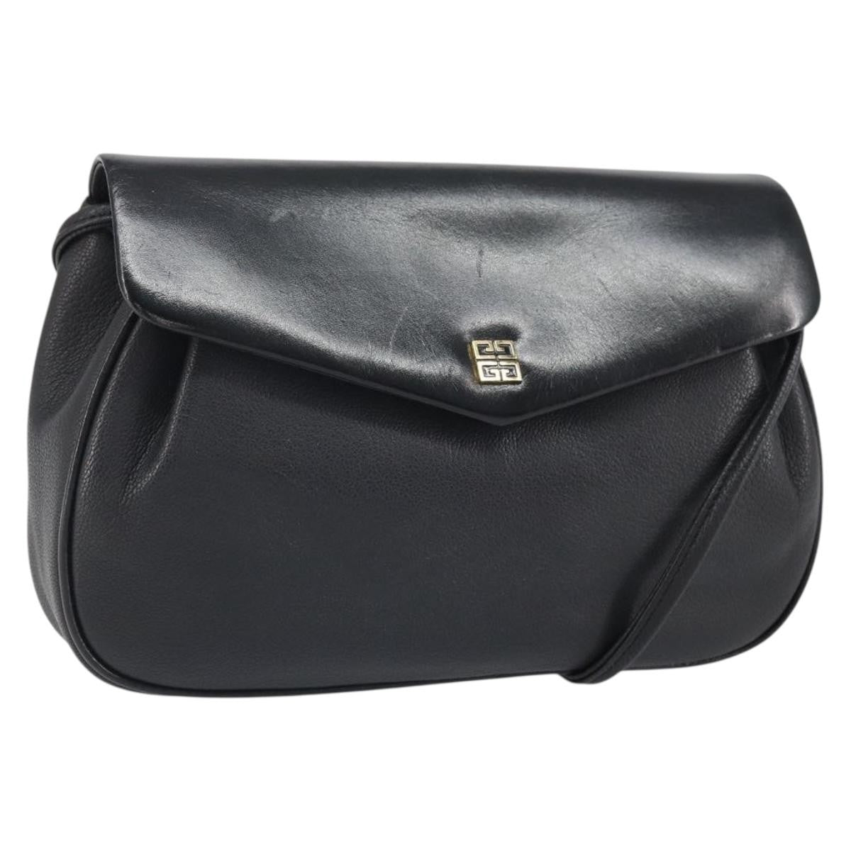 Givenchy Vintage 4G Shoulder Bag Leather Black Leather Shoulder Bag Bag (Pre-Owned)