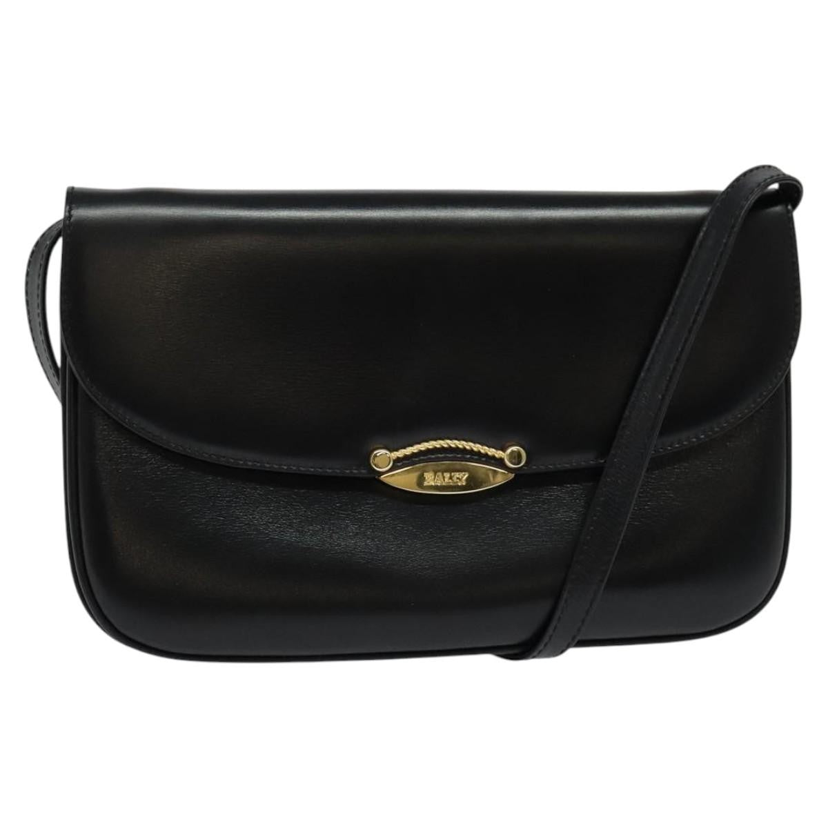 Bally Vintage Shoulder Bag Leather Black Leather Shoulder Bag Bag (Pre-Owned)