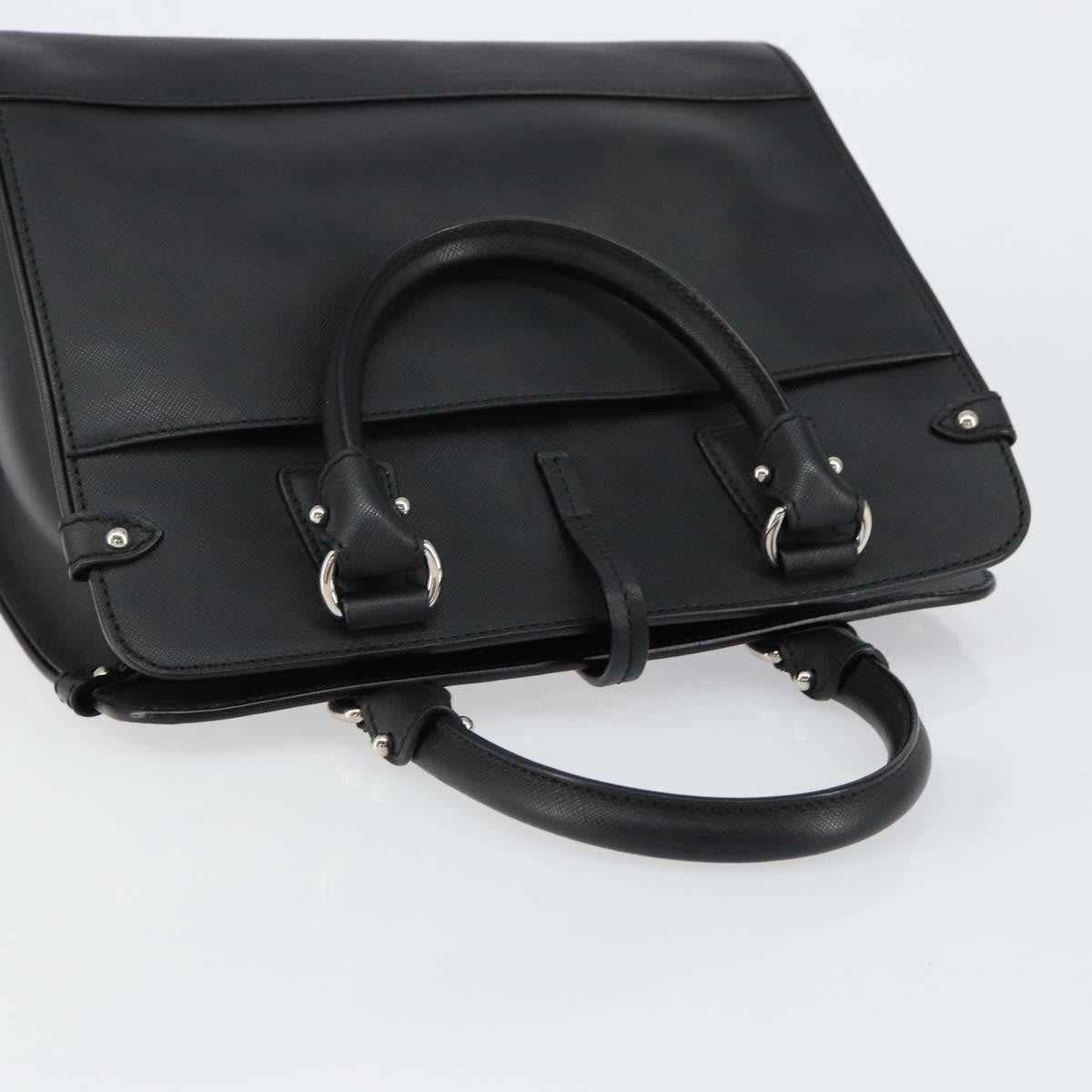 Salvatore Ferragamo Gancini Handbag Leather Black Leather Handbag (Pre-Owned)