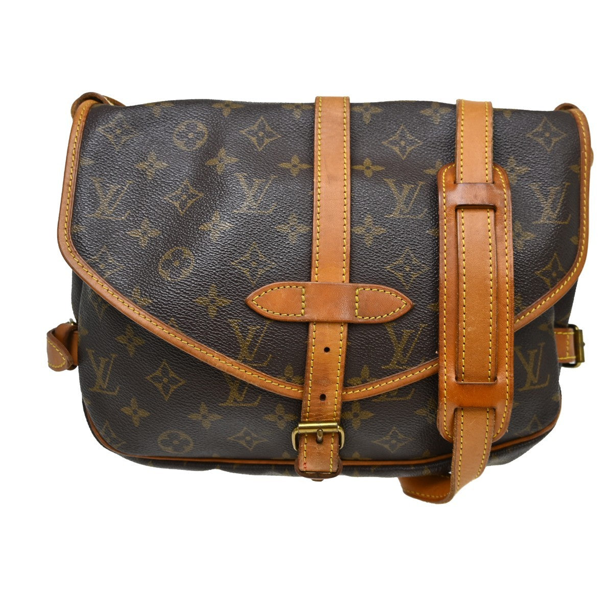 Louis Vuitton Saumur Handbag Monogram Canvas Brown Canvas Shoulder Bag Bag (Pre-Owned)