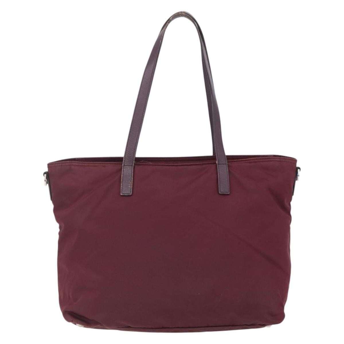 Prada Vintage Zip Tote Tessuto Burgundy Nylon Tote Bag Bag (Pre-Owned)