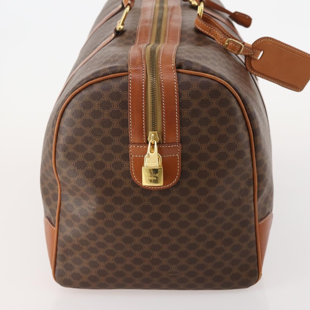 Celine Vintage Macadam Boston Bag Canvas And Leather Brown Pvc Handbag (Pre-Owned)