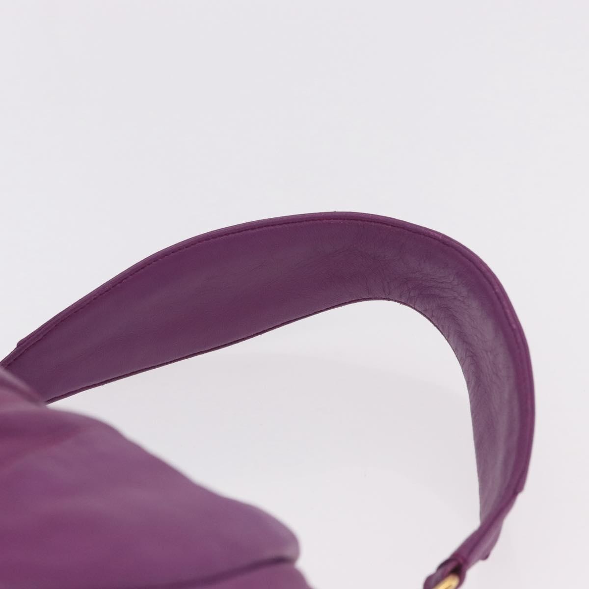 Prada Pleats Shoulder Bag Cervo Leather Purple Leather Handbag (Pre-Owned)