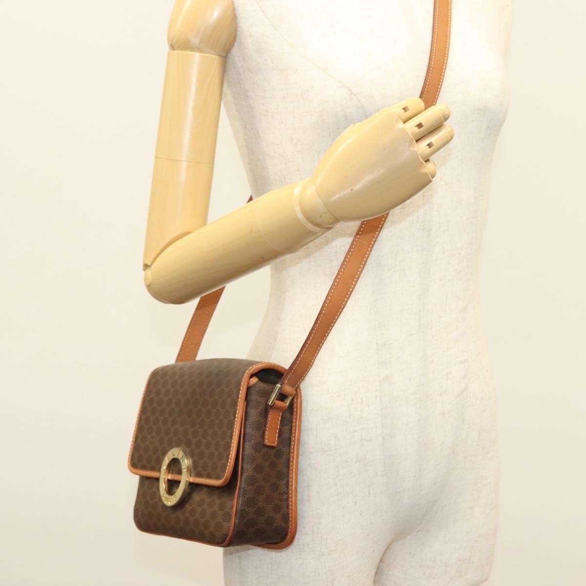 Celine Macadam Shoulder Bag Pvc Leather Brown Canvas Bag (Pre-Owned)