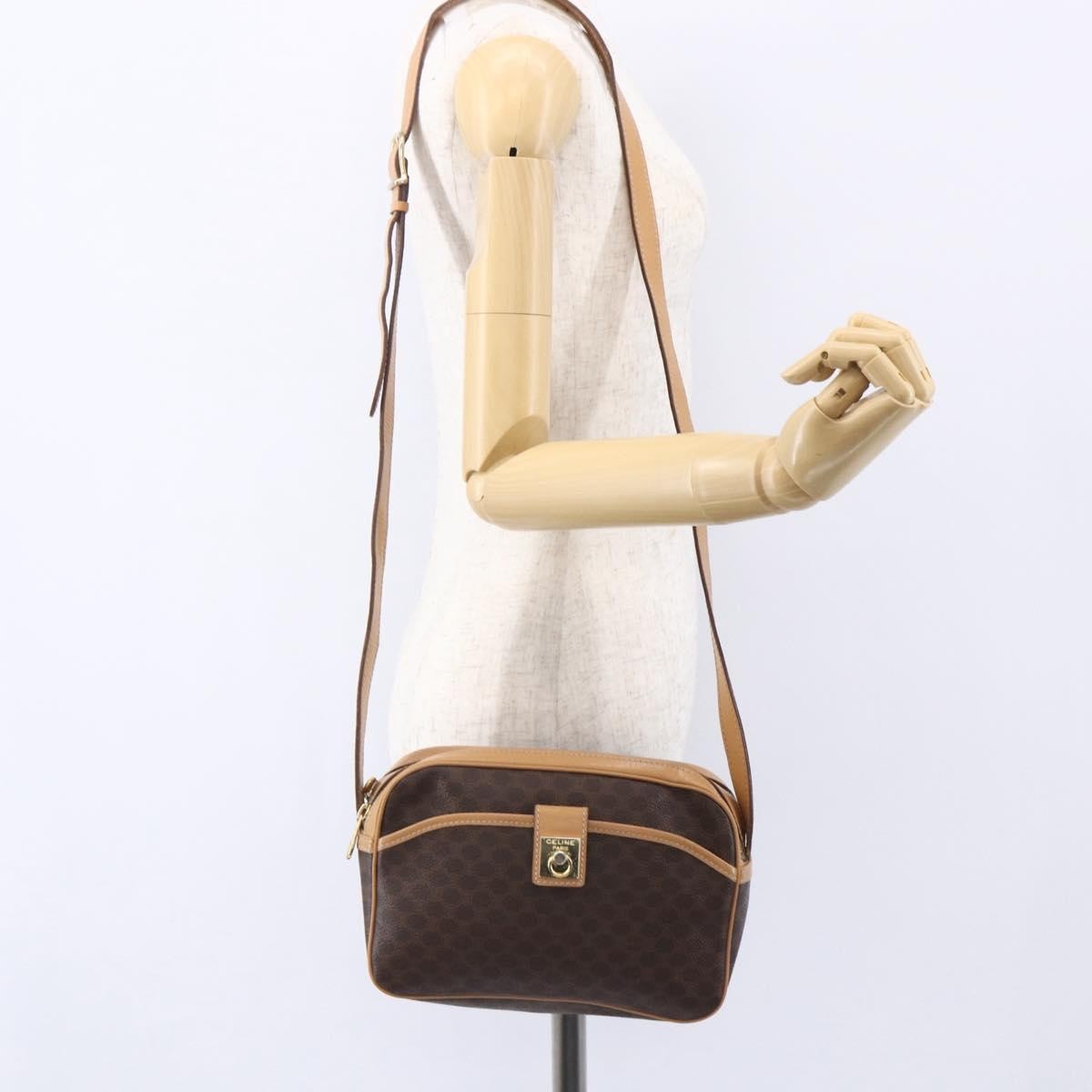 Celine Macadam Shoulder Bag Pvc Leather Brown Pvc Shoulder Bag Bag (Pre-Owned)