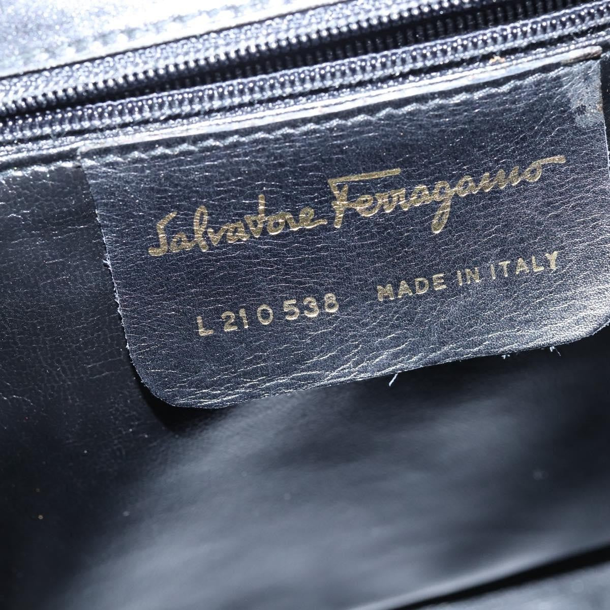 Salvatore Ferragamo Gancini Flap Shoulder Bag Leather Black Leather Shoulder Bag Bag (Pre-Owned)